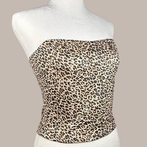 NWOT Leopard Tube Top Strapless Bandeau Sz Medium Brown Fitted Crop Top Mob Wife